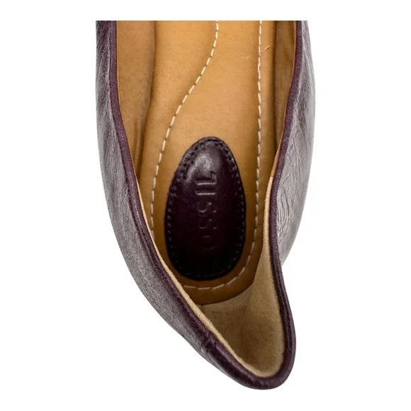 FOSSIL Women Plum Leather Ballet Flats Buckle Detail Casual Shoes Size 7.5 - Picture 8 of 16